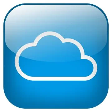 Cloud square blue button Stock Illustration