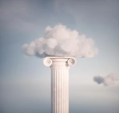 Cloud standing on a Roman column. Stock Illustration