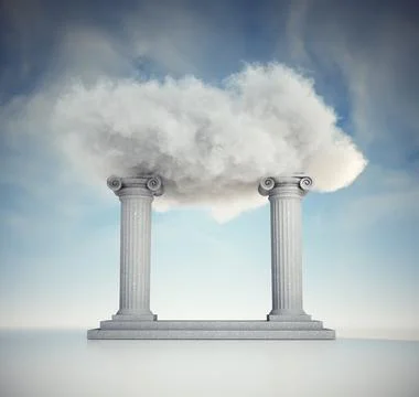 Cloud standing on Roman columns. Stock Illustration