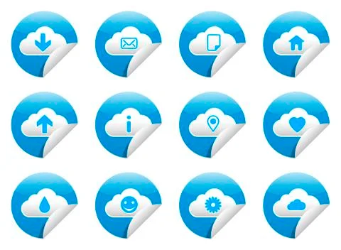 Cloud sticker symbols Stock Illustration