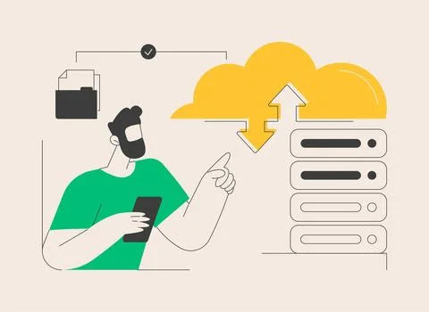 Cloud storage abstract concept vector illustration. Stock Illustration