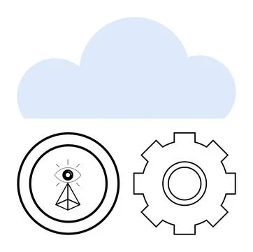 Cloud storage, AI development, cybersecurity, data analysis, digital systems, 스톡 일러스트