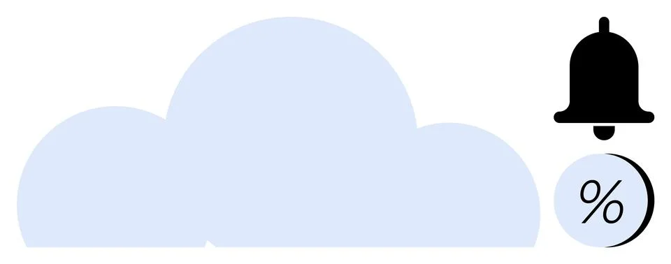 Cloud Storage Alert with Notification Bell and Percentage Circle Icon for D.. Stock Illustration