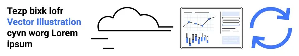 Cloud Storage with Analytics Dashboard and Sync Arrows for Data Management Illustrazione stock