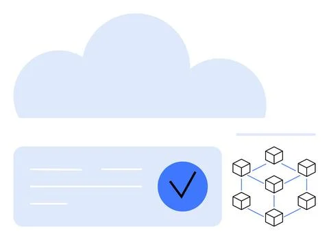 Cloud Storage and Blockchain Network with Authentication Verification Stock Illustration