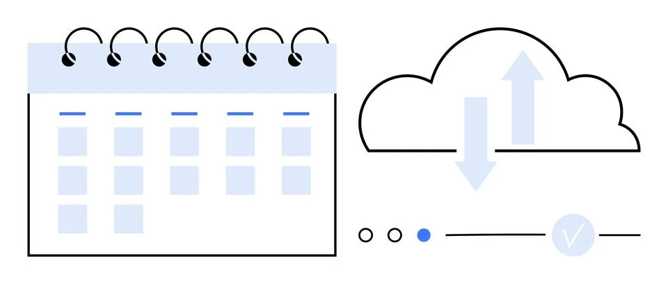 Cloud Storage and Calendar Integration for Seamless Schedule Management Stock Illustration