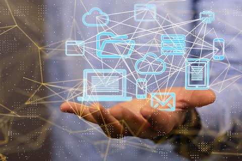 Cloud storage and Computing concept, Using Cloud Technology to Send and Receive 写真素材