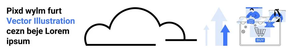 Cloud Storage and Data Analysis with E-commerce Integration in Modern Busines Stock Illustration