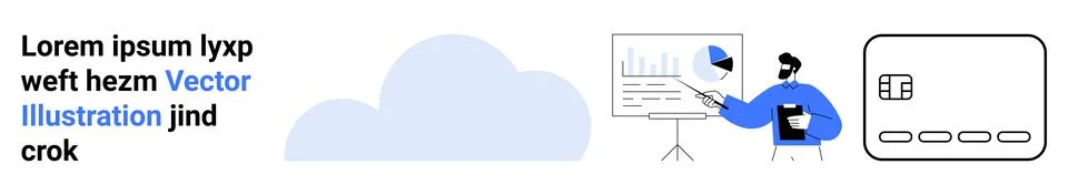 Cloud Storage and Data Analysis Presentation with Minimalist Design 스톡 일러스트