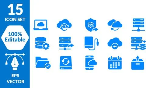 Cloud Storage And Data Hosting Icon Set Vector Illustration On White Backgrou イラスト素材