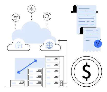 Cloud Storage and Data Management with Security and Cost Efficiency イラスト素材