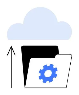 Cloud Storage and Data Management with Gear Icon Representing Settings or C.. 스톡 일러스트