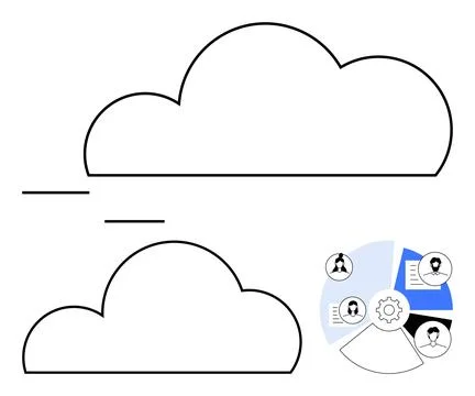 Cloud Storage and Data Management Concept with Connected Users and Documents Stock Illustration