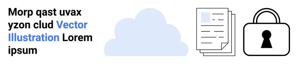 Cloud Storage and Data Protection Concept with Files and Padlock Icons Illustrazione stock