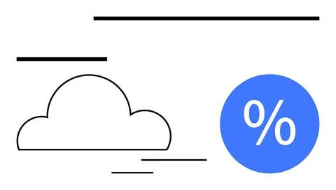 Cloud Storage and Data Savings Concept with Cloud Shape and Percentage Sign イラスト素材