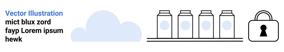 Cloud Storage and Data Security Concept with Cloud Icon, Servers, and Lock Stock Illustration