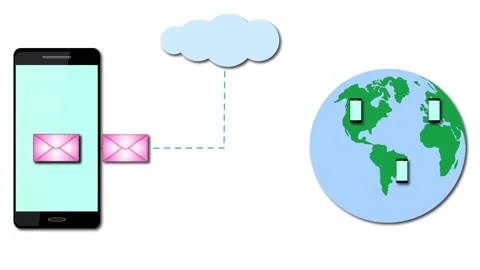 Cloud storage and data transfer. Animation on a white background. Stock Footage 157255800