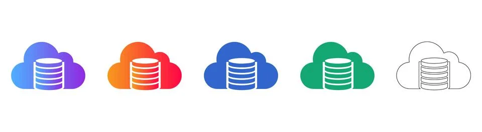 Cloud Storage and Database Server Icons Stock Illustration