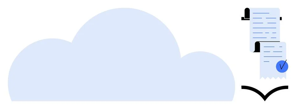 Cloud Storage and Digital Document Management in a Minimalist Design 스톡 일러스트