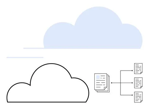 Cloud storage and document organization concept with file structure and clo.. Stock Illustration