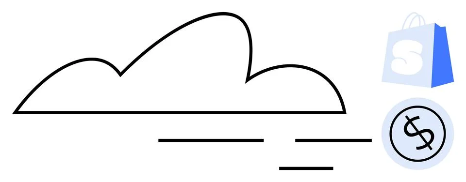 Cloud Storage and E-Commerce Integration with Cost Efficiency Stock Illustration