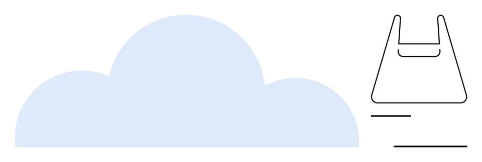 Cloud Storage and Eco-Friendly Shopping Bag Concept with Minimalist Design 스톡 일러스트