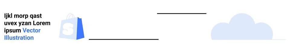 Cloud Storage and eCommerce Platform Integration with Icon and Sample Text 스톡 일러스트