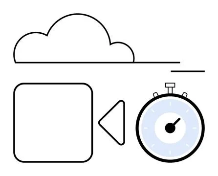 Cloud Storage and Fast Video Processing Concept with Timer and Upload Icon Stock Illustration