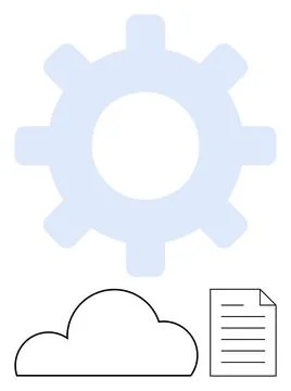 Cloud Storage and Management Concept with Gear, Cloud, and Document Icons Stock Illustration