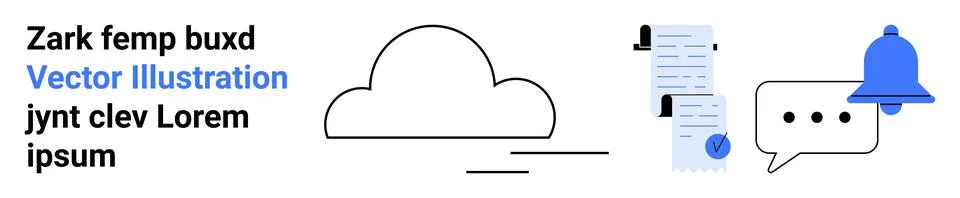 Cloud Storage and Notification Elements for Digital Communication and Alerts イラスト素材