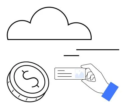 Cloud storage and online payment integration for secure digital transactions and Stock Illustration