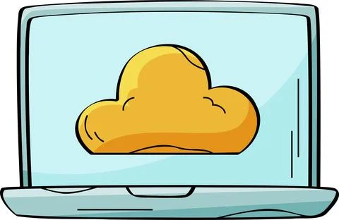 Cloud Storage and Synchronization on Laptop Illustration Stock Illustration