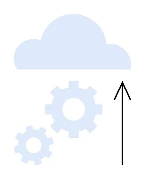 Cloud storage and upload concept with gears and arrow symbolizing digital p.. Stock Illustration