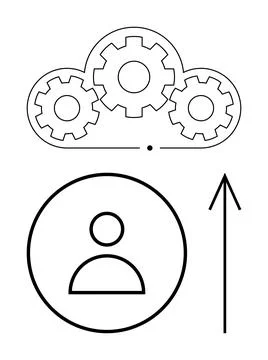 Cloud Storage and User Data Integration with Upward Arrow Indicating Upload.. Stock Illustration