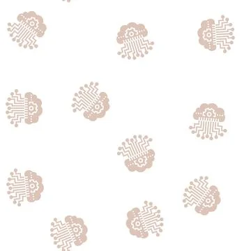 Cloud storage and working process neural network glyph seamless pattern イラスト素材