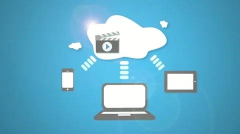 Cloud Storage Animation Blue with Lens Flare Stock Footage 11839963