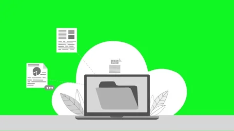 Cloud Storage Animation with Laptop and Documents Stock Footage 317853501