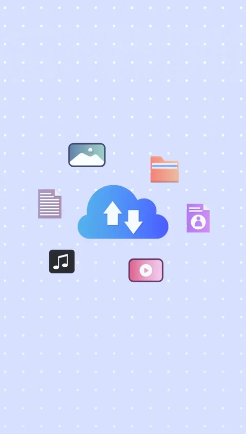 Cloud Storage Animation In Vertical Video. Secure Data &amp; Remote Server Solutions Stock Footage 311318363