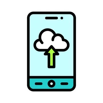 Cloud storage App icon, Mobile application vector illustration Stock Illustration