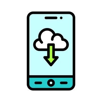 Cloud storage App icon, Mobile application vector illustration Stock Illustration
