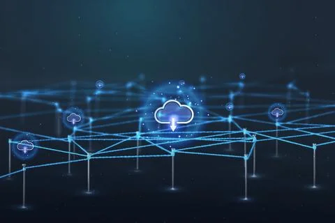 Cloud storage background, business network design Stock Photos