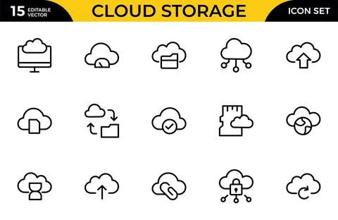 Cloud Storage Backup Collection of Data-related icons, including data stora.. Stock Illustration