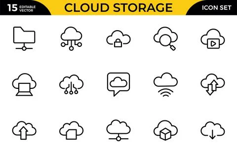 Cloud Storage Backup Collection of Data-related icons, including data stora.. Illustrazione stock