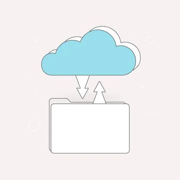 Cloud storage backup service and file synchronization with computer folder Stock Illustration