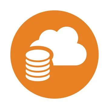 Cloud, storage, big data icon. Orange color vector design. Stockillustratie