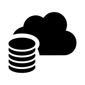 Cloud, storage, big data icon. Black vector graphics. Stock Illustration