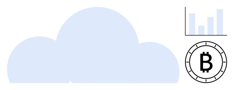 Cloud Storage with Bitcoin Integration and Data Analysis Chart for Modern F.. Stock Illustration