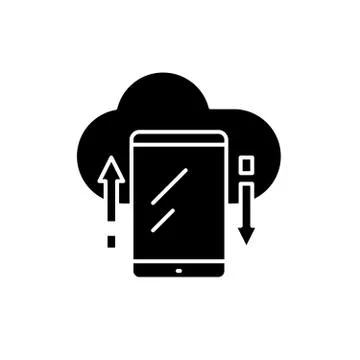 Cloud storage black icon, vector sign on isolated background. Cloud storage Stock Illustration