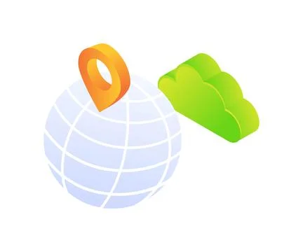 Cloud storage on browser world location Stock Illustration