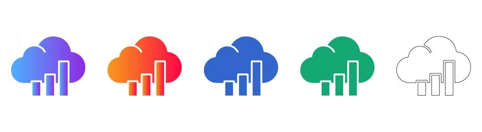 Cloud Storage &amp; Business Analytics Icons â?? Digital Data Management Illustrazione stock